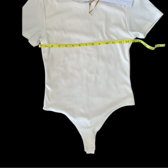 NWT HOUSE OF HARLOW 1960 Cream Off White High Neck Ribbed Bodysuit XS Revolve - Picture 8 of 11